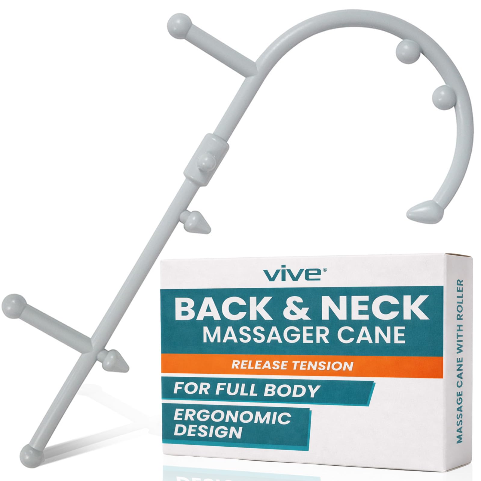Vive Back and Neck Massager Cane - Trigger Point Massage Tools for Pain Relief and Muscle - Handheld Self Massage Hook Therapy for Neck, Shoulder - Deep Tissue Myofascial Release Aid for Women & Men