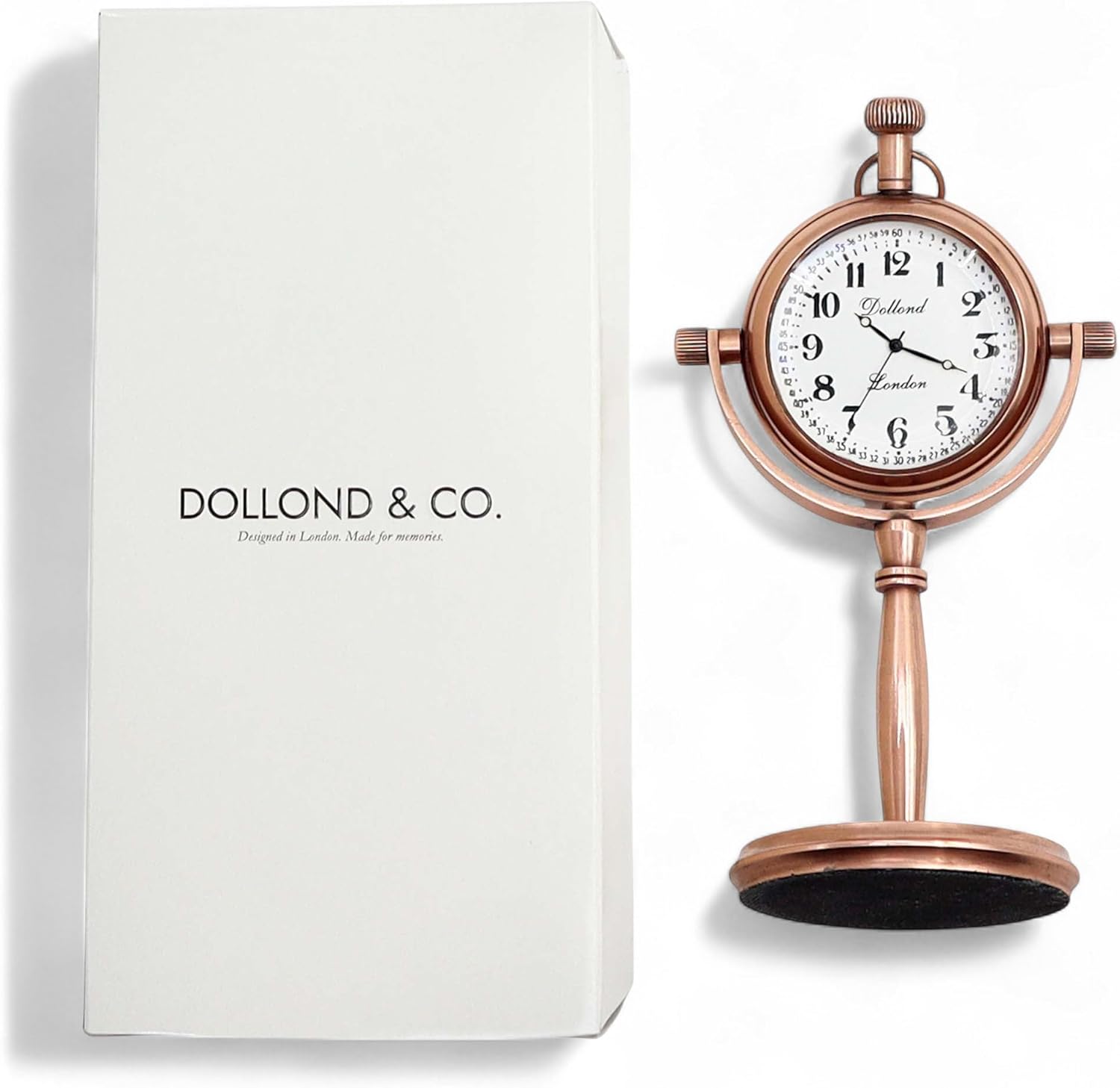 DOLLOND & CO. Copper Anniversary Desk Clock – “Years Together Forever to Go” Engraved | 7th Wedding for Couples | Vintage Desk Clock with Luxury Gift Box (Copper)