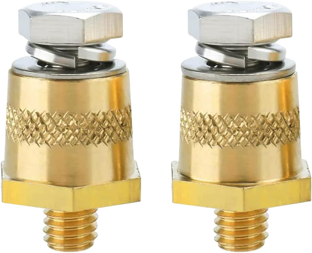 Ampper M8 Thread Male Brass Battery Terminal Charging Posts, M8 Battery Post Adapter (+/-) with Top Bolts for Extension, Pack of 2