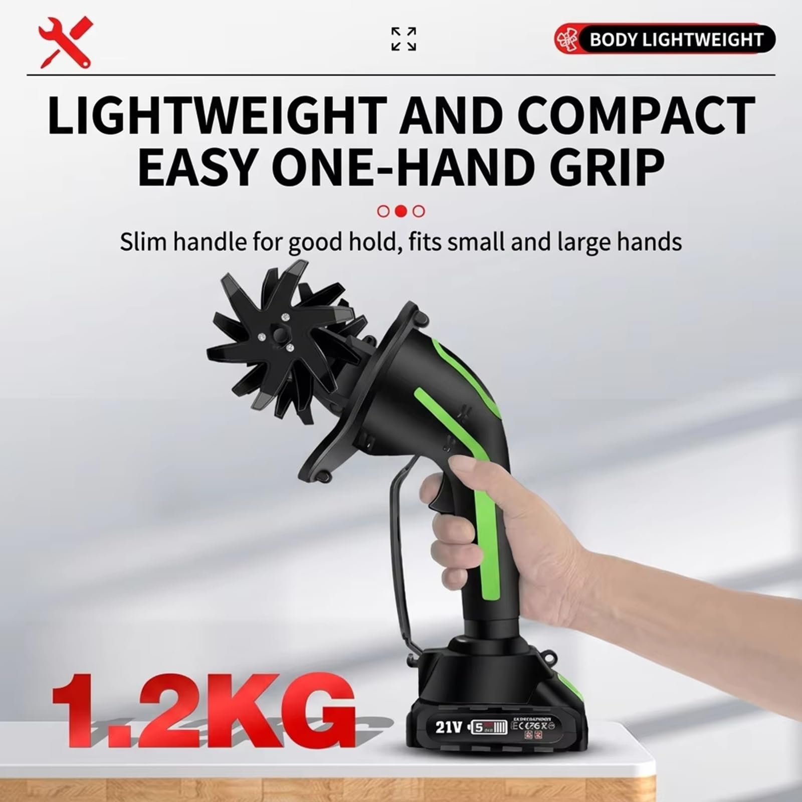 Motozappa/motocoltivatore Cordless 2 in 1, Larghezza E profondità di Lavorazione di 10cm, Motozappa Elettrica da Giardino con Asta di Prolunga da 130cm, Batterie da 24 V E Caricabatterie