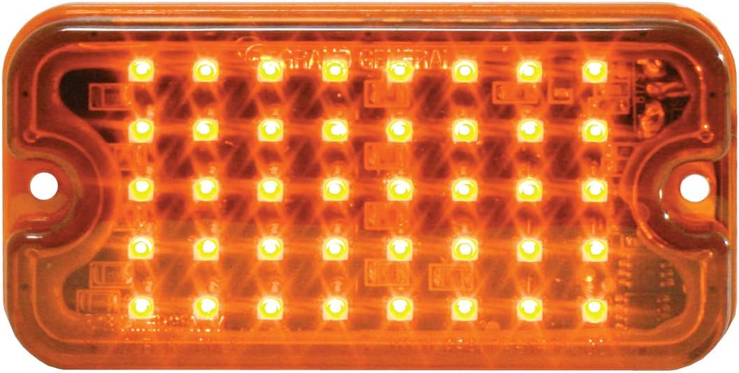 GG Grand General 81746 Amber/Amber LED Light (Small Rectangle Multi-Strobe, 40-s, 8 Flash Patt.)