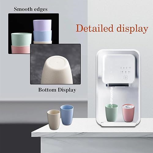 Miniatura 3 de Juego de 5 vasos de paja de trigo, pequeños vasos reutilizables de 12 onzas, aptos para lavavajillas, vasos de agua apilables de plástico