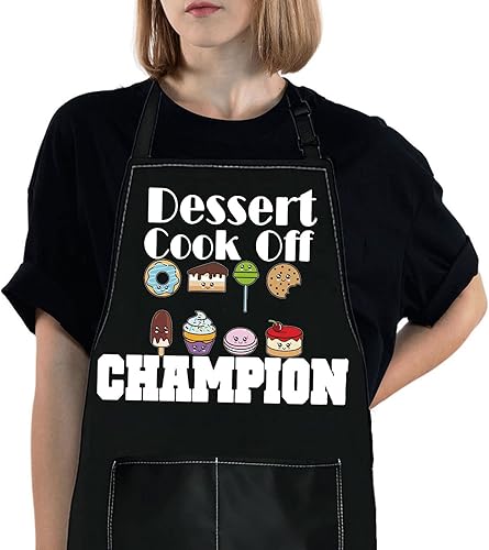 WZMPA Delantal de chef de postres para mujeres y hombres, regalos para amantes de los postres, postres cocineros, delantal ajustable para pastelero,