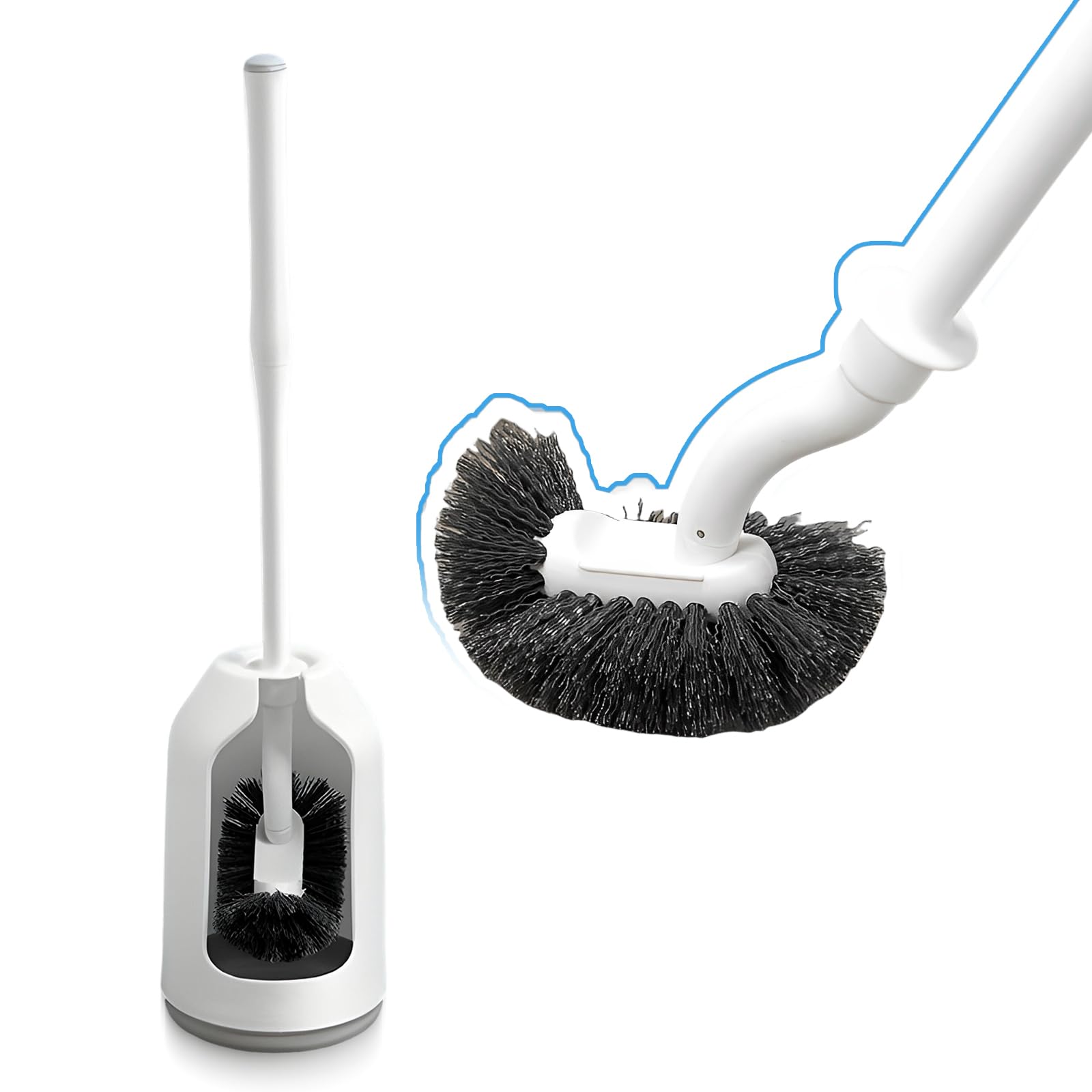 Toilet Bowl Brush and Holder,WideSmart Bathroom Toilet Brush Holder Set,Deep Cleaner, Toilet Brush with Quick Drying Holder Set with Solid Handle and Durable Bristles for Bathroom Cleaning