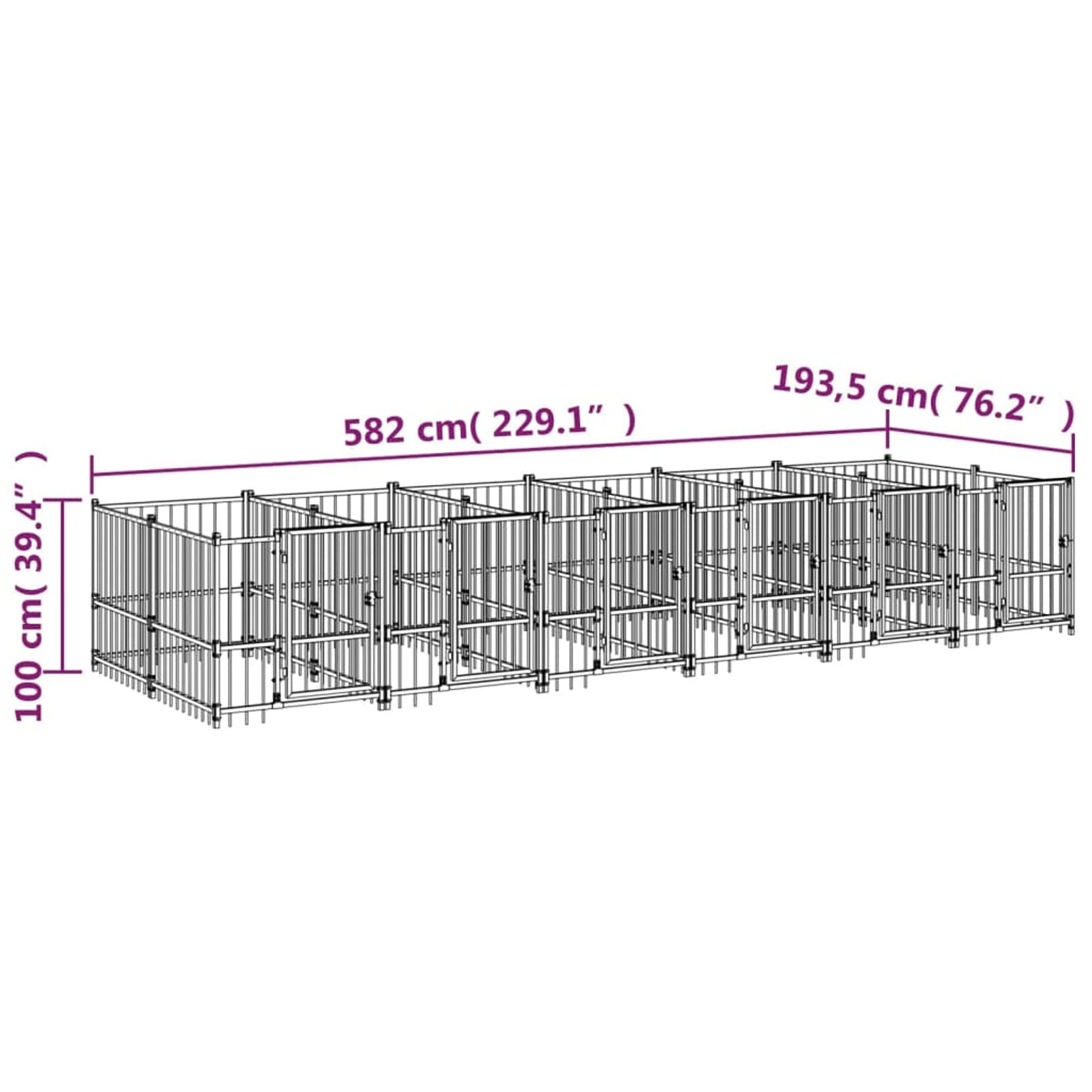 Homgoday Klatka dla psa, stalowa klatka dla psa na zewnątrz 11,26 m², klatka dla psa wewnętrzna klatka dla psa Kennel dla psów klatki dla psów ogrodzenie dla psa na zewnątrz model 3124583