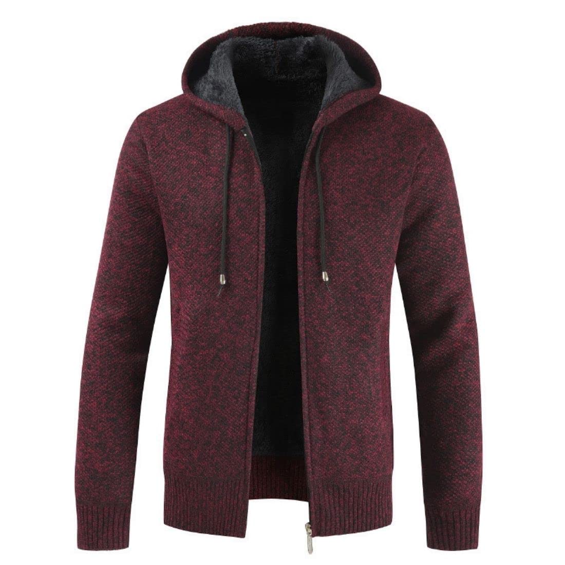 Kinkia Men's Fleece Lined Hoodie Winter Warm Full Zipper Cardigan Sweater