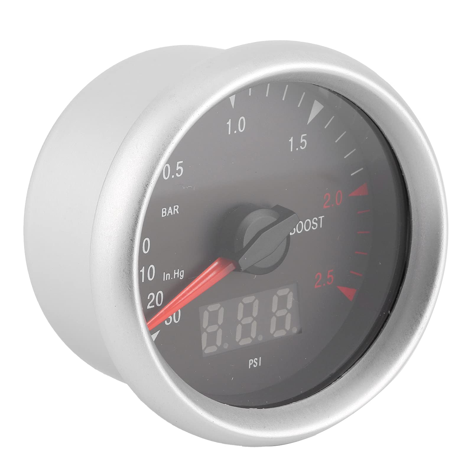 60 Mm 12 V Universal-LED-Auto-Turbo-Ladedruckanzeige, Professionelle Turbo-Druckanzeige für die Meisten 12-Volt-Fahrzeuge, Kunststoffmaterial
