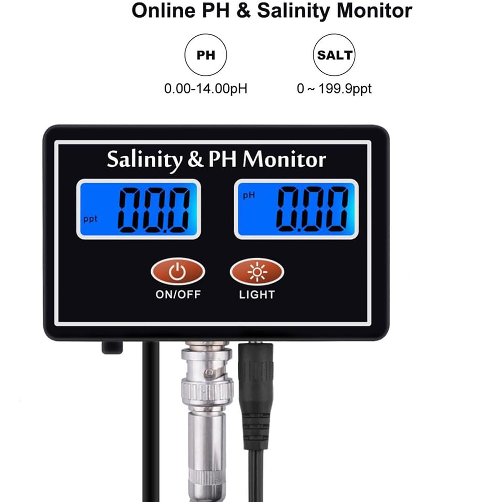 Monitor zasolenia, miernik PH-2 w 1 i tester zasolenia, ekran ustawień, z podświetleniem, do akwarium, basenu, spa, wody morskiej, wody ogrodniczej