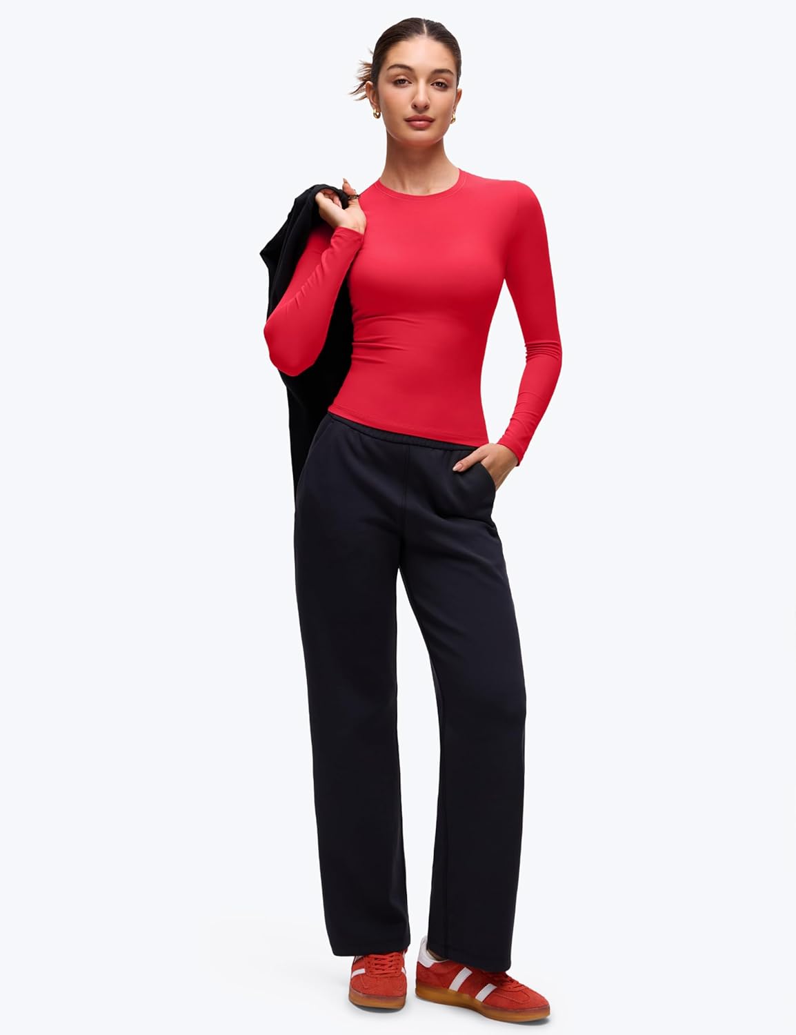 CRZ YOGA Softembrace Crewneck Long Sleeve Shirts for Women - Casual Going Out Tops Soft Basic Fitted Tight Fall T-Shirts - Image 4