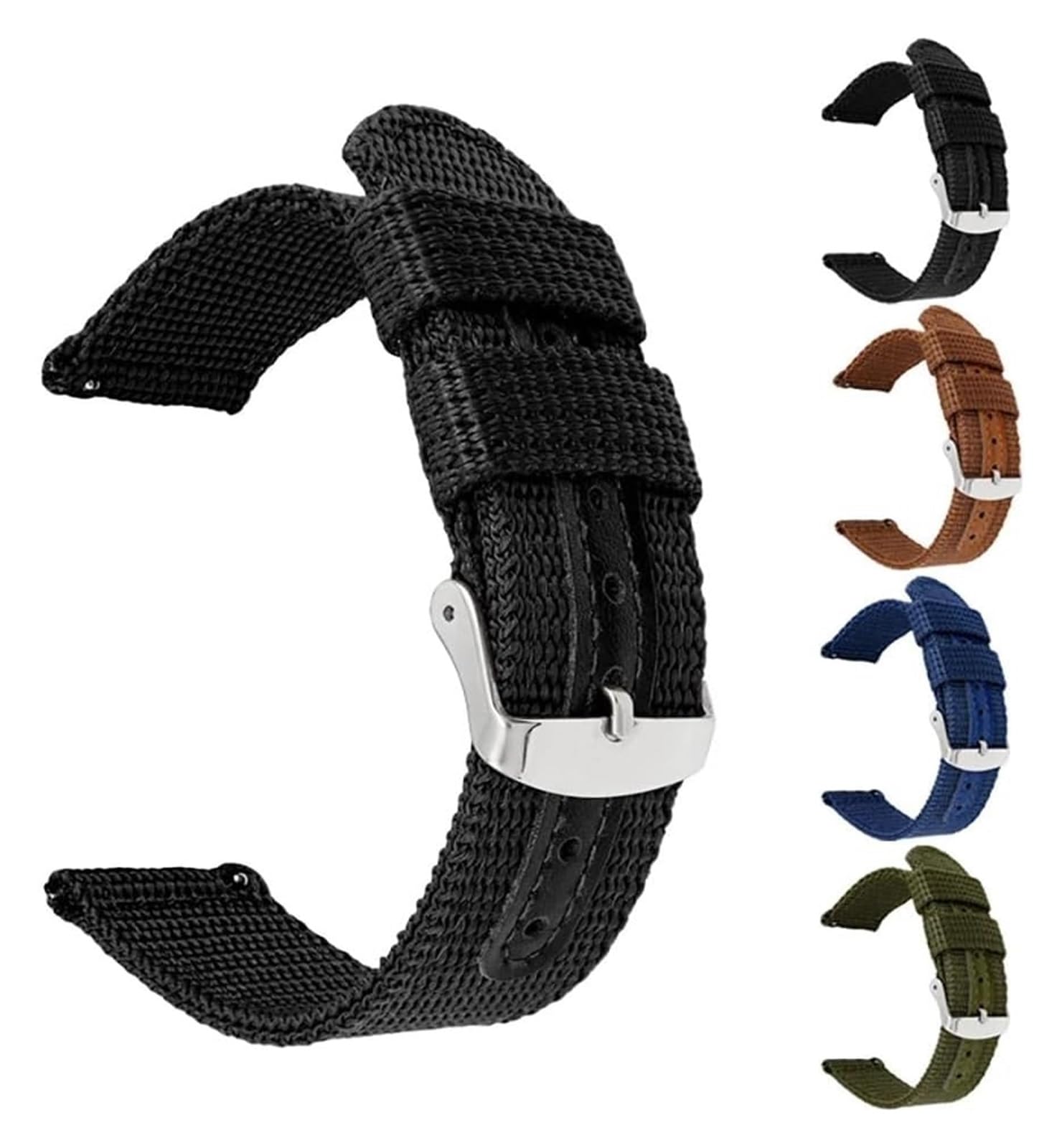 Remplacement du bracelet de la montre intelligente Bracelet de montre en nylon 18/20/22/24 mm, en toile à dégagement rapide, bracelet de montre de sport universel