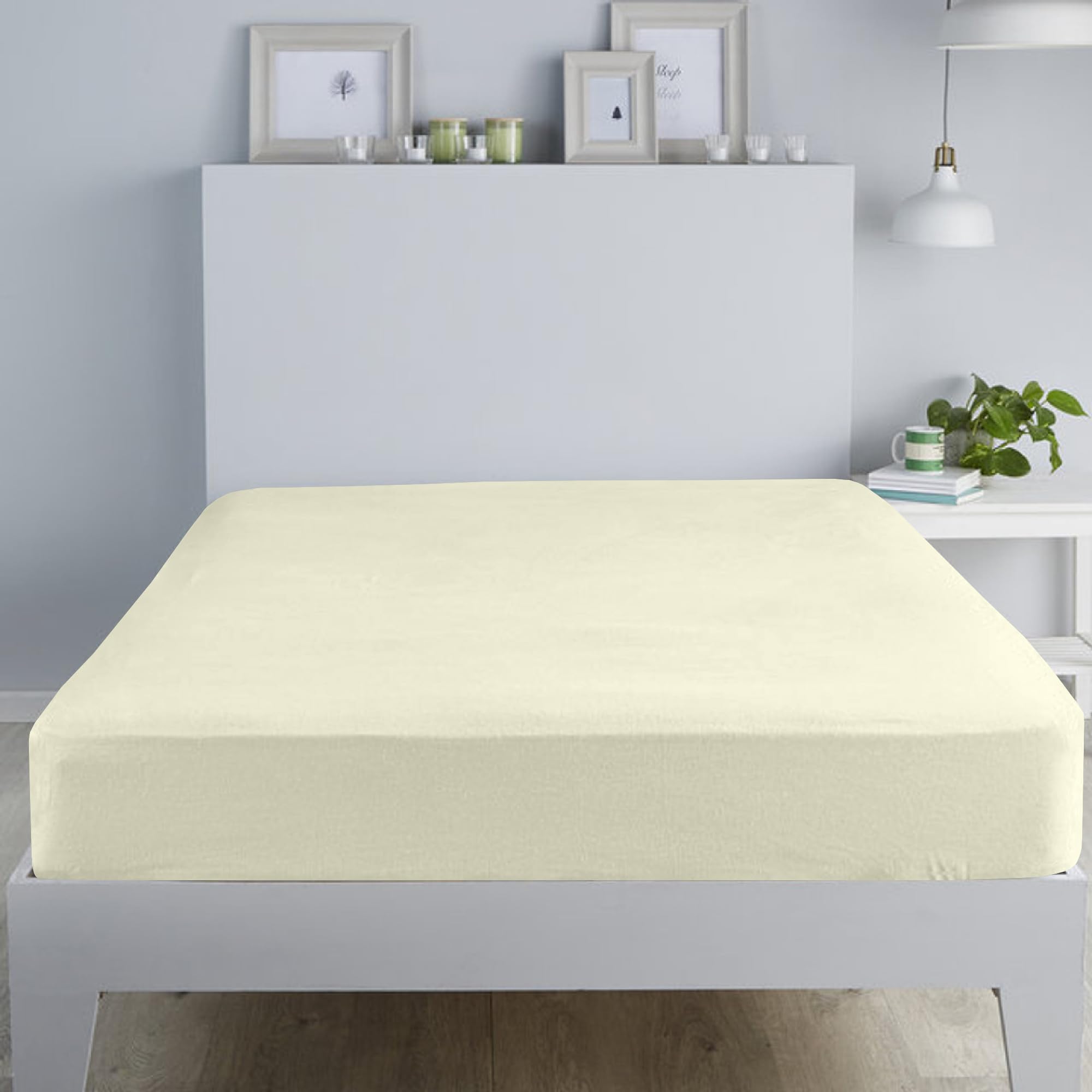 Cotton Comfort Bedding 100% Brushed Cotton Flannelette Fitted Sheet King Size – Soft Warm Deep Fit Bed Sheet, Heavyweight Brushed Cotton Bedding for Cozy Winter Nights