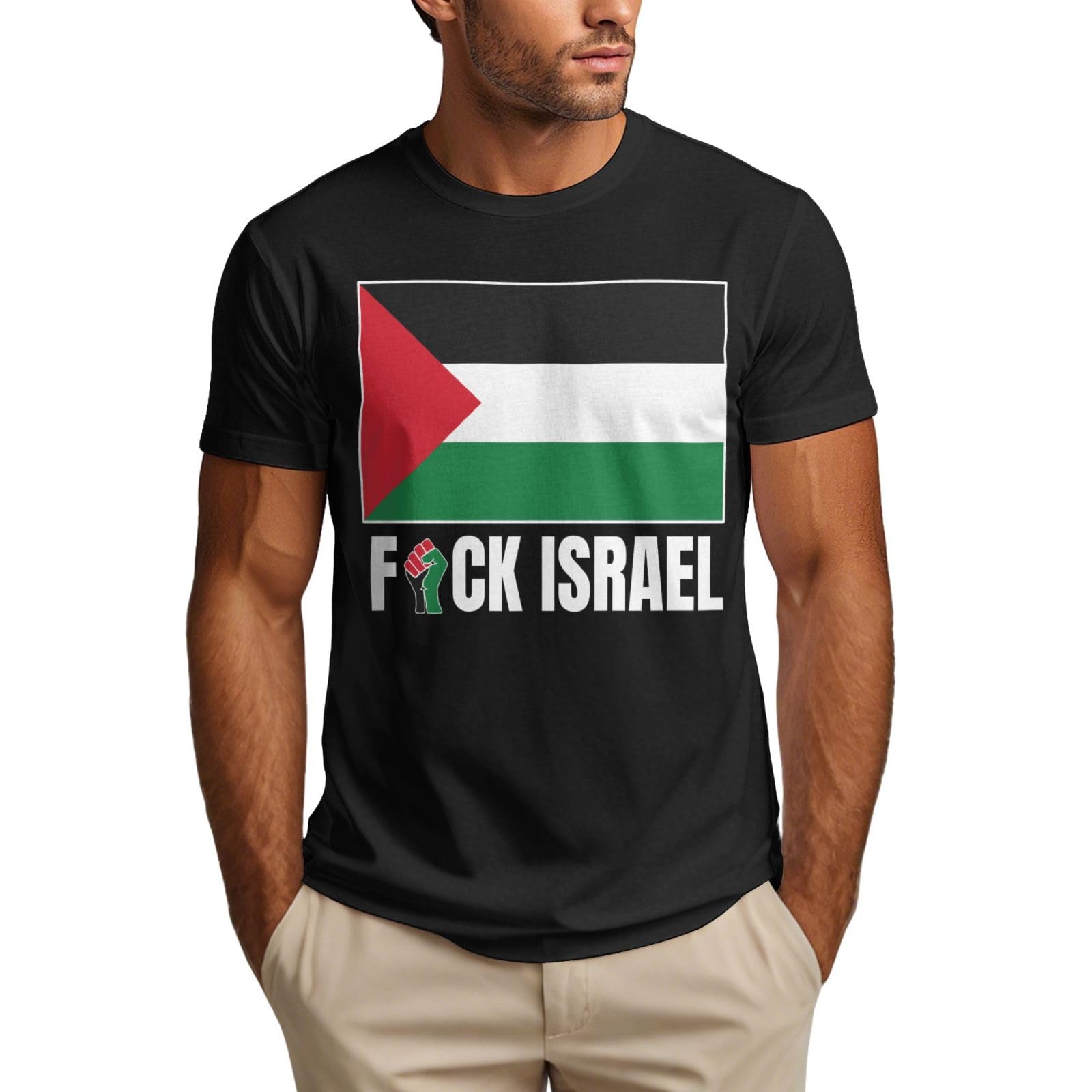 Fuck Israel Shirt Free Palestine Free Gaza Men's T-Shirt Black