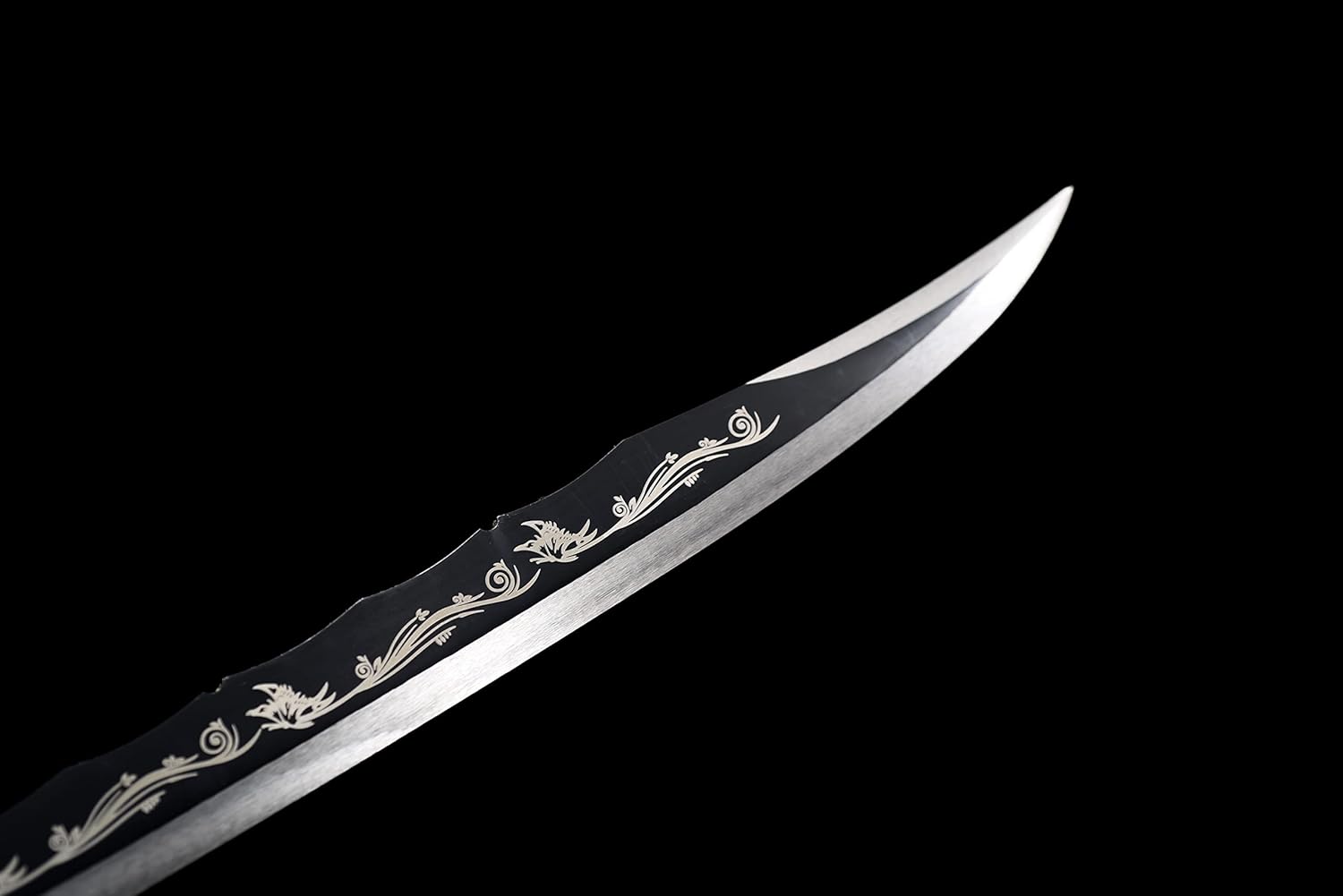 Katana Sword Real,Handmade, Full Tang Samurai Sword,Manganese Steel, Golden Patterned Blade with Sheath