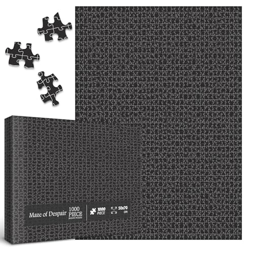 Impossible Mystic Maze Puzzles for Adults 1000 Pieces, Difficult Black and White Jigsaw Puzzles, Hard Challenging Crazy Line Puzzle