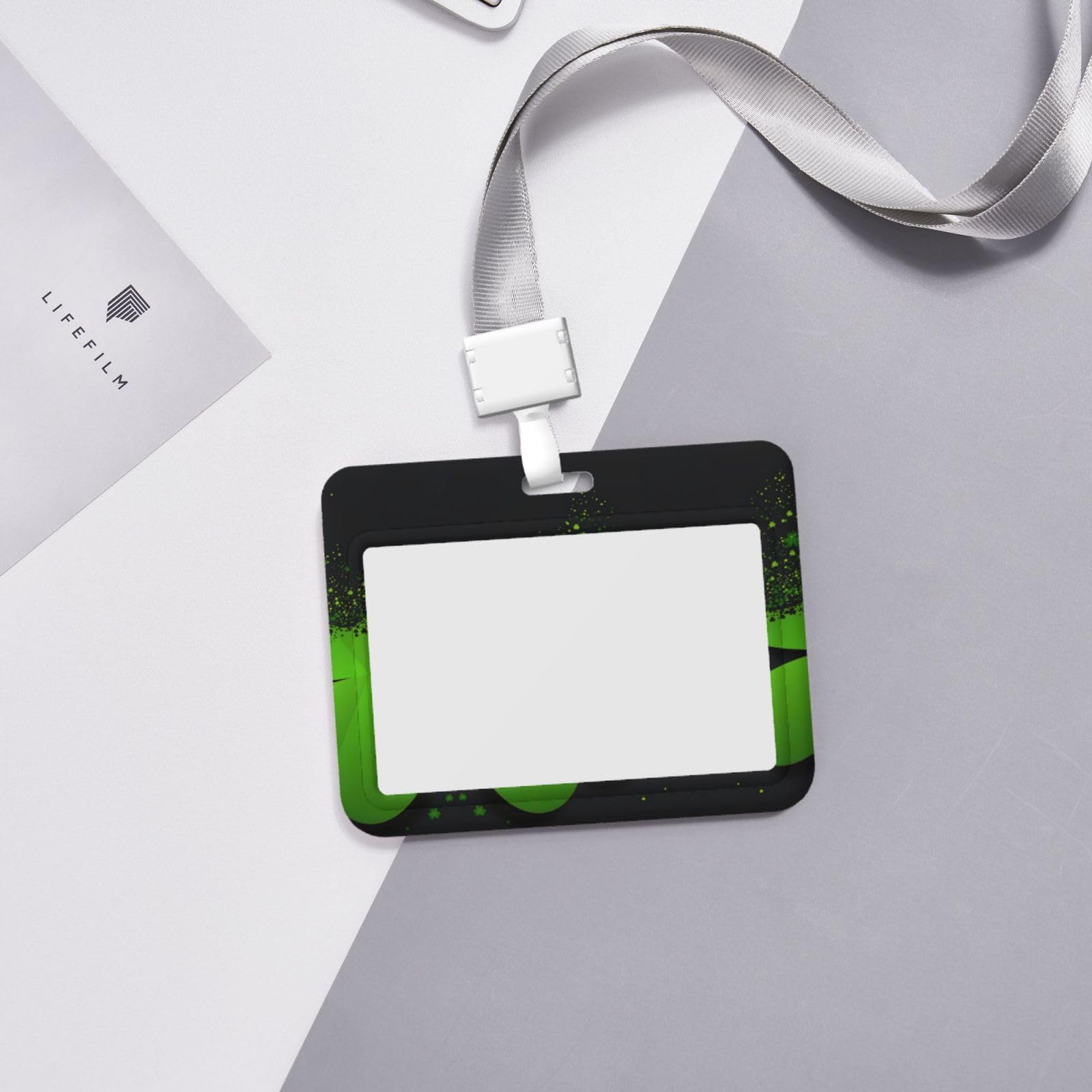 Porte-badge en forme de trèfle à fond noir étanche et résistant en plastique ABS transparent refermable