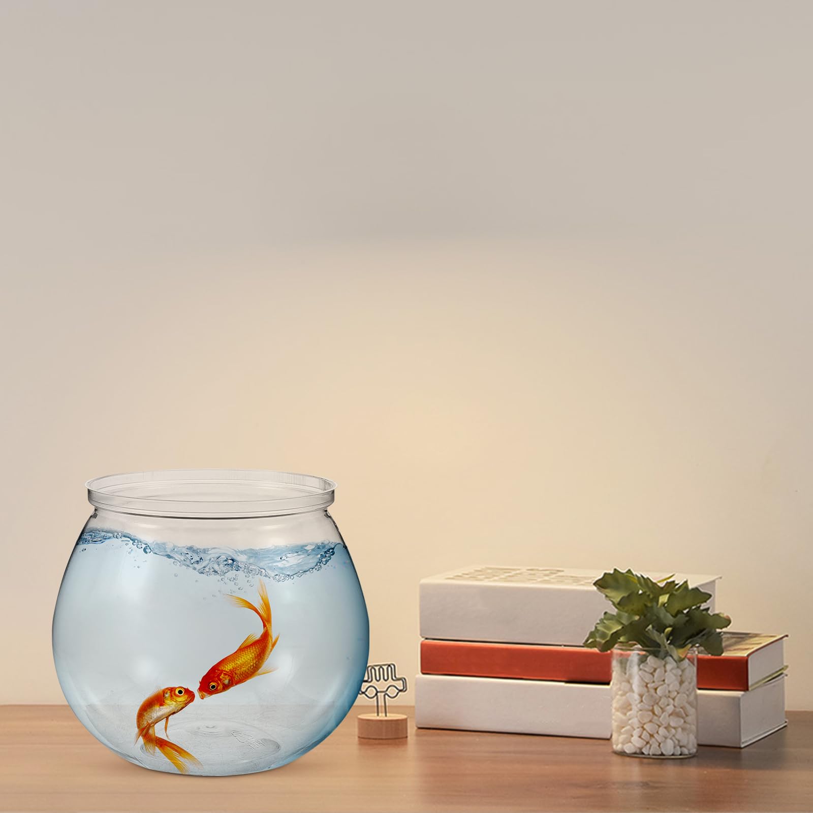 Ipetboom Goldfischglas 3 Stück Kunststoff Fischglas Transparentes Rundes Aquarium Fischschalen für Goldfische Und Schildkröten, Unzerbrechlich und Pflegeleicht, Perfekt für Wohnzimmer Büro