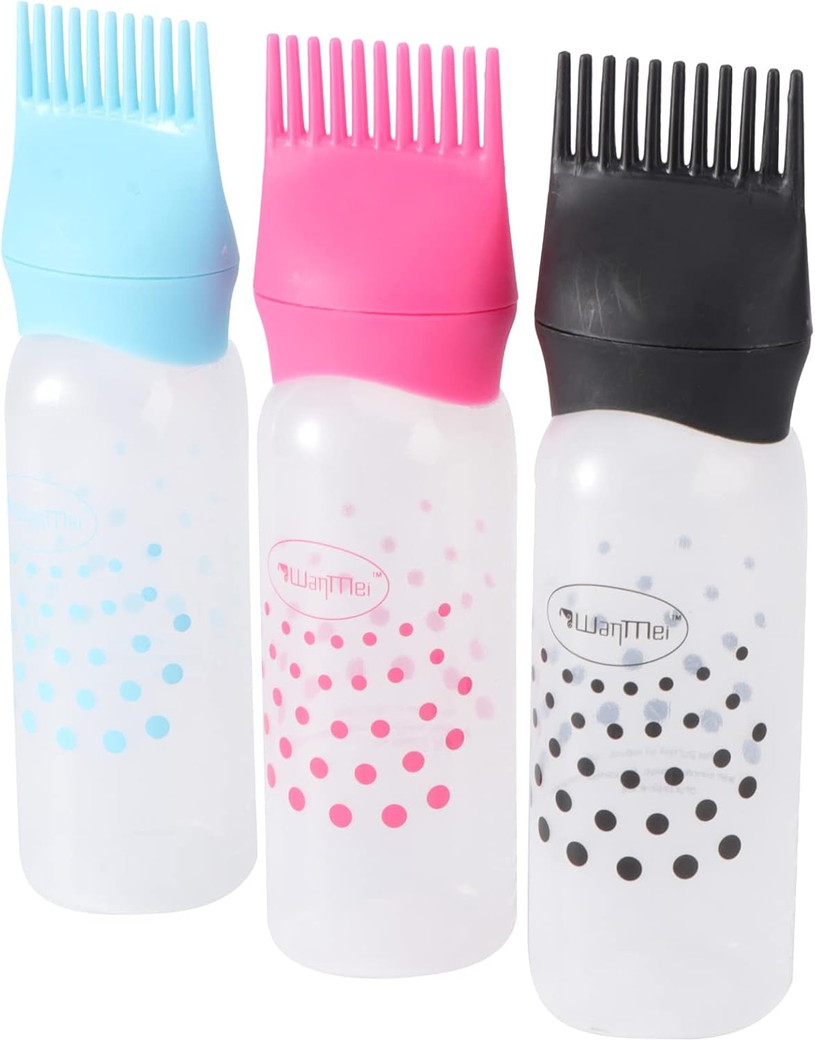Lurrose 3pcs Root Comb Applicator Bottle Colorful Hair Oil Bottle with Comb Hair Styling Applicator Bottle Hair Dye Bottle Brush with Scalefor Home Barber Shop