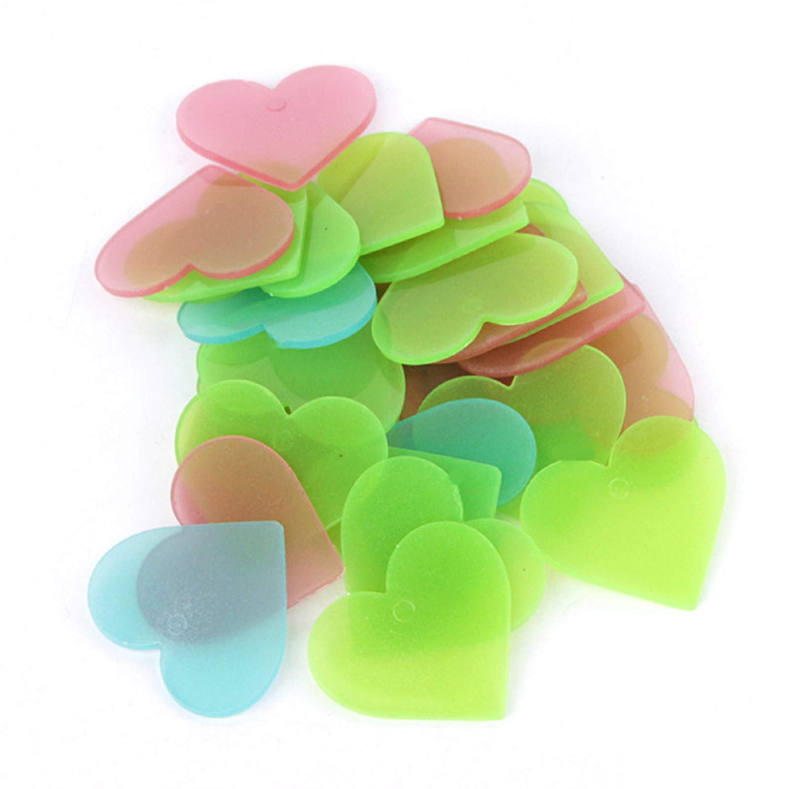Auleset Multicolor 100Pcs Heart Shape Glow In The Dark Wall Stickers Decor For Bedroom Children Kids Room