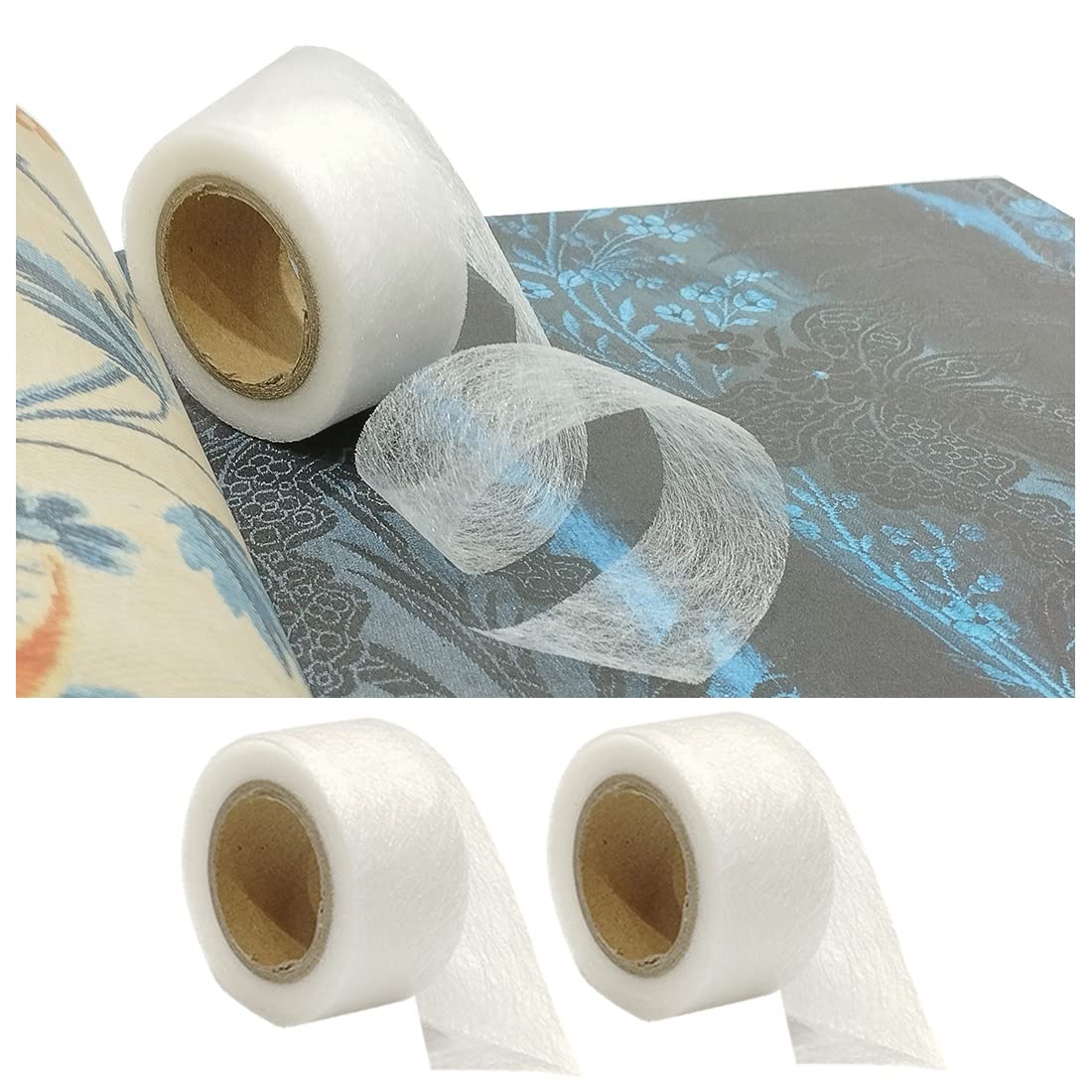 Cinta Termoadhesiva para Dobladillos, Cinta Para Pegar Telas y Hacer Manualidades Sin Coser, Para Pantalones, Vaqueros, Parches, Cortinas, Uniformes, Blanco, (2Unidades,3cmx10M)