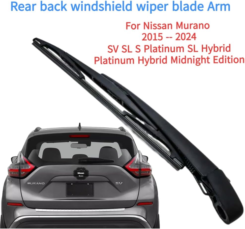 Rear back windshield wiper blade Arm For Nissan Murano 2015 2016 2017 2018 2019 2020 2021 2022 2023 2024 SV SL S Platinum SL Hybrid Platinum Hybrid Midnight Edition Car Rear wiper arm blade set