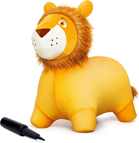 ZOOJOY Bouncy Animal Kids Lion Hopper Toys, Plush Animal Bouncing Horse for Toddlers, Indoor Outdoor Activity Ride Jumping Horse Gifts for 18 Months
