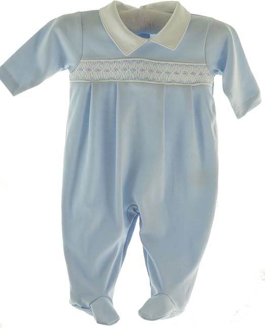 Kissy Kissy Infant Baby Boys Blue Smocked Footie Sleeper
