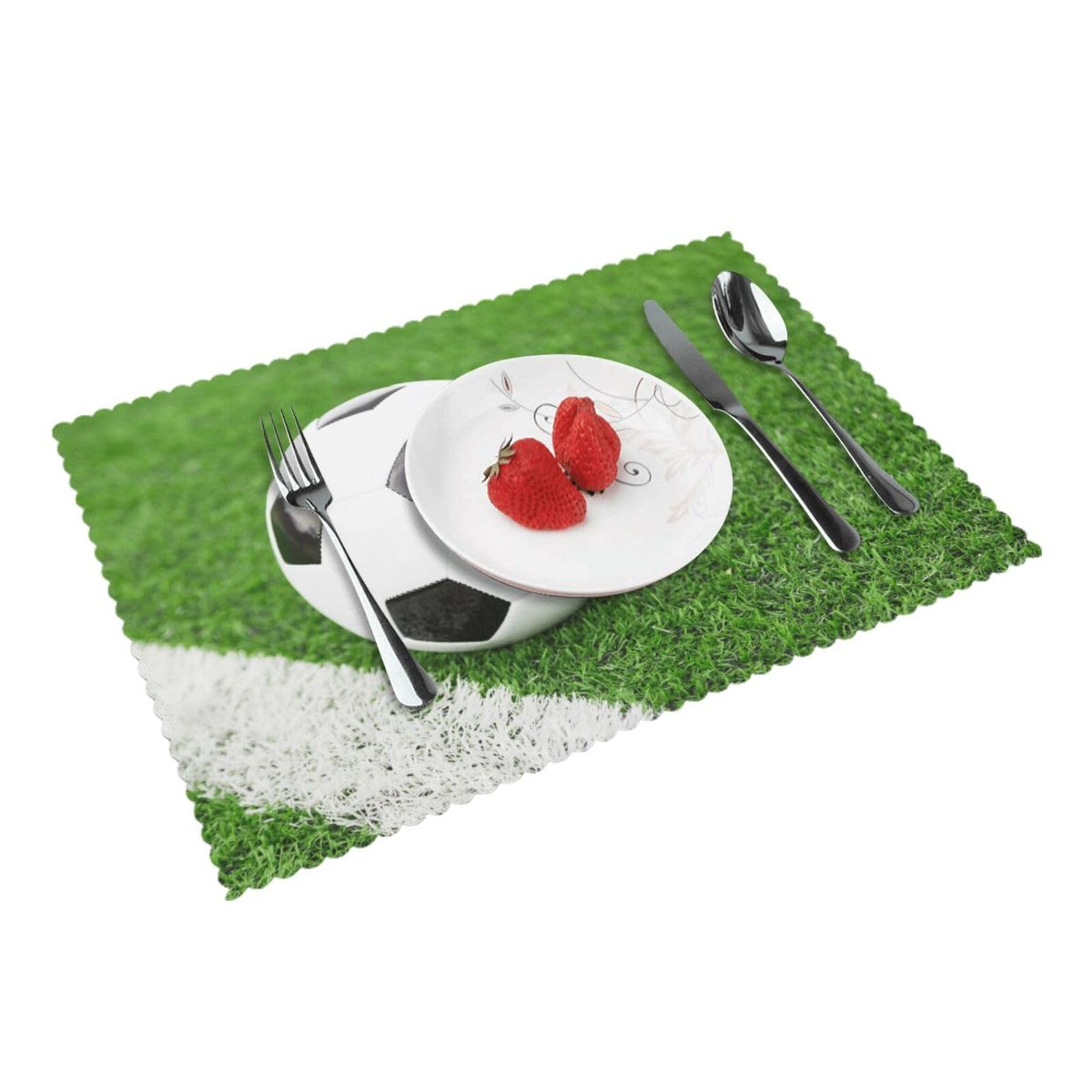 Soccer Ball Printed Placemats Set of 4 PCS Washable Placemat for Kitchen Table Heat-resistant Table Mats 45x30 CM