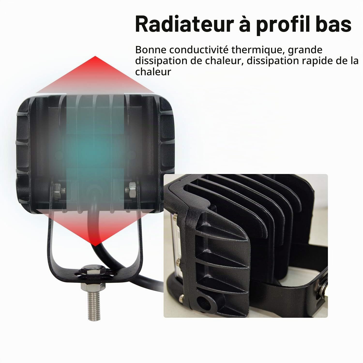 SKYWORLD 2 Pcs 10 cm 4 pouces 60W Feux travail led stroboscopique, 12V 24V Phare de travail led, projecteurs lumière Spotlight pour Offroad Voiture camions 4x4 Tracteur, feu antibrouillard