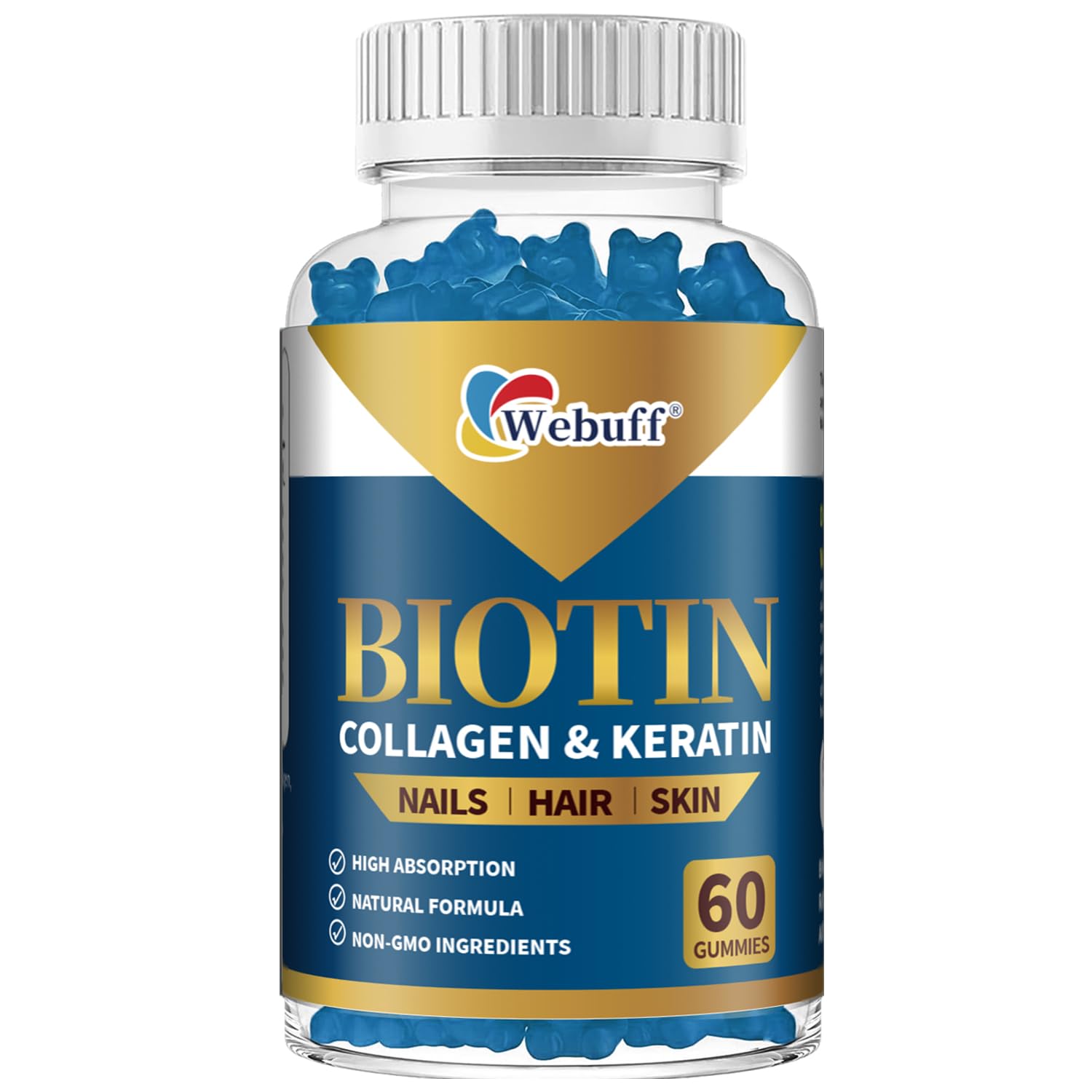 Biotin Gummies 5000mcg, 60 Count 1 Count (Pack of 60)