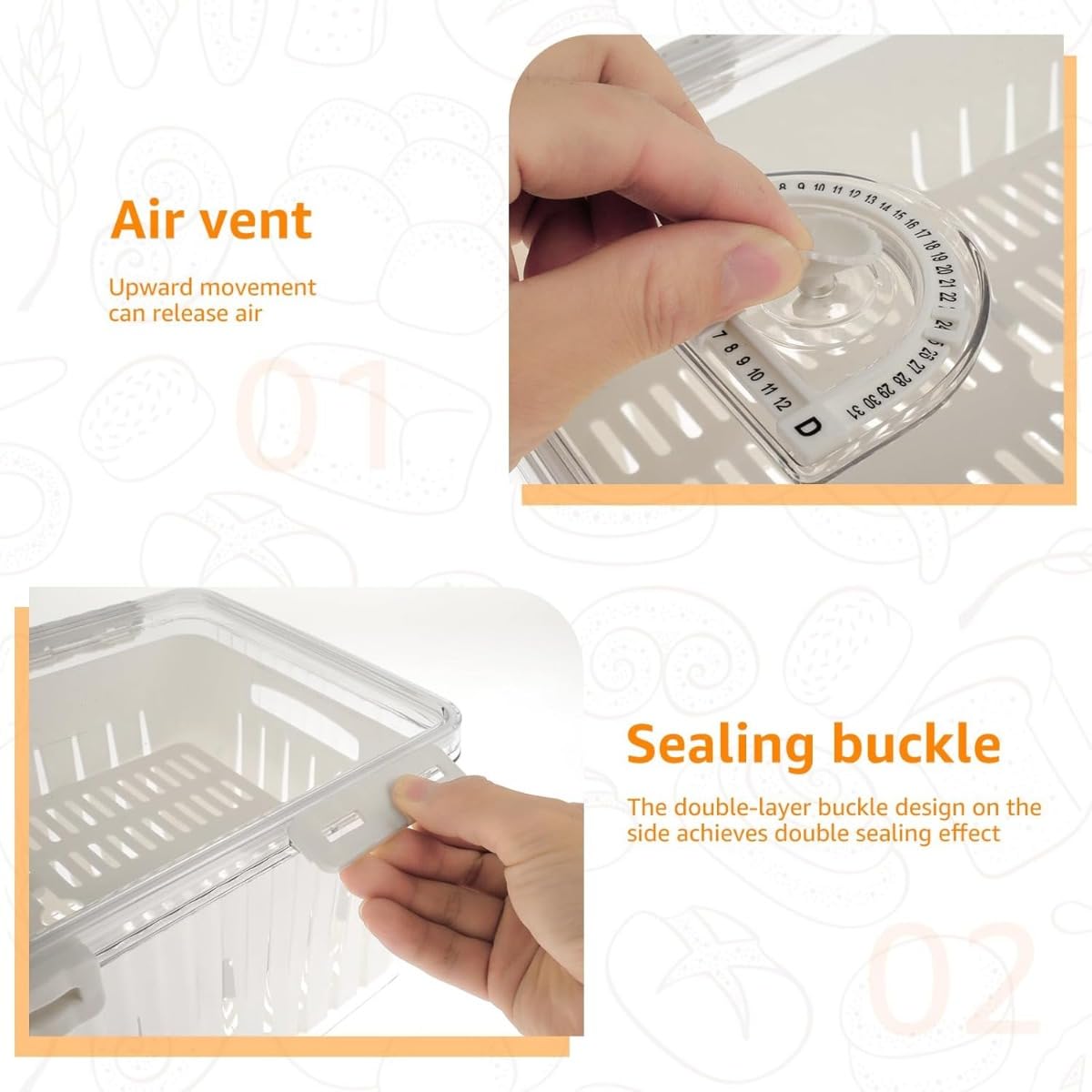 Amazon｜パンボックスはキッチンの冷蔵庫に適した密封パンボックス、蓋