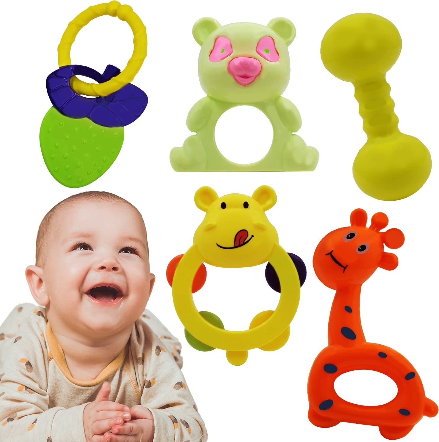 Tod2Teen My First Rattles Plastic Rattle Toy Set For Toddler Kids & Babies - 5 Pcs Attractive, Cute, Colorful Teether Toy For New Born - Shake Hands And Follow The Rhythm-Multicolor (B0BV2YHPKB) Amazon Price History, Amazon Price Tracker