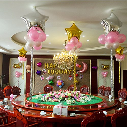18" Star Balloons Foil Balloons Mylar Balloons Party Decorations Balloons, Silver, 10 Pieces #TOP3