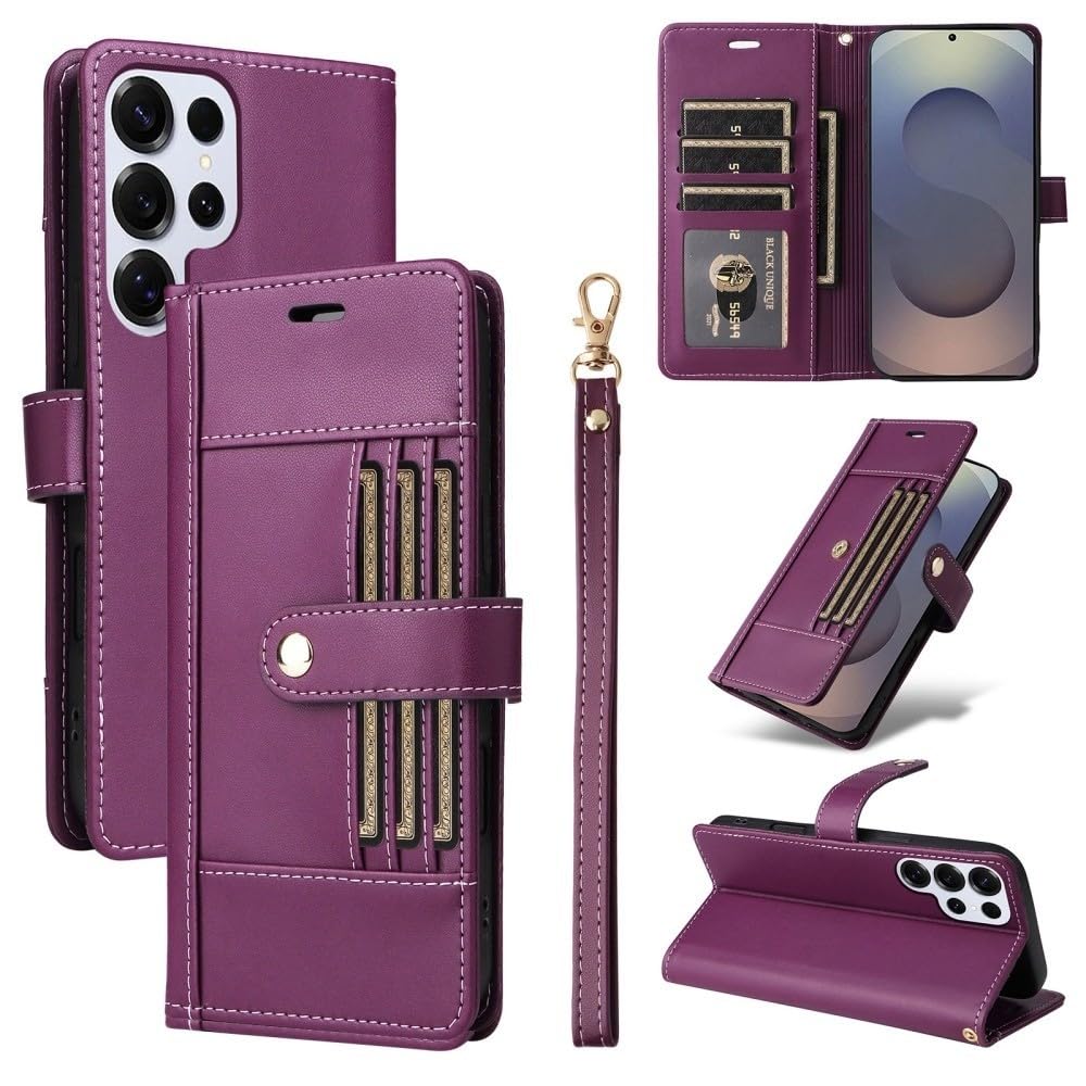 Generic Étui compatible avec Sony Xperia 1 VII (couleur : violet) Portefeuille en cuir de qualité supérieure avec fentes pour cartes