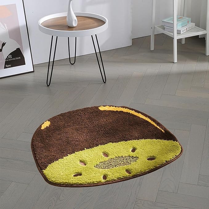Image of Gavi Home Decor Super Soft Shaggy Bath Mat Anti Skid Anti Slip Cute Absorbent Kids Small Bath Mat Cartoon Fruit Bathroom Rug Non Slip, Cute Bathroom Floor Mat for Home Kitchen(60 x 40 Cm) (Green Kiwi)