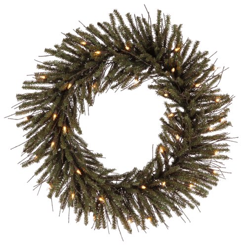 Vickerman 24" Vienna Twig Artificial Christmas Wreath, Warm White Dura-lit LED Mini Lights - Faux Christmas Wreath - Indoor Seasonal Home Decor