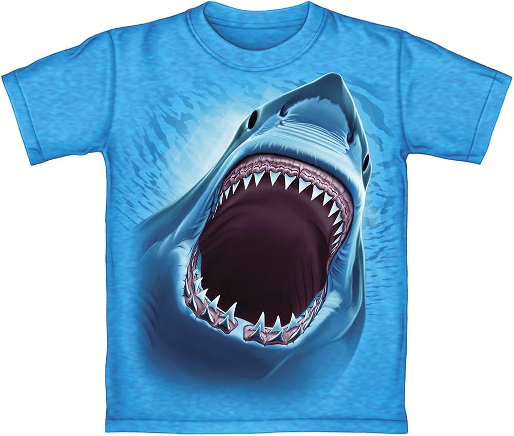 Great White Shark Turquoise Youth Tee Shirt