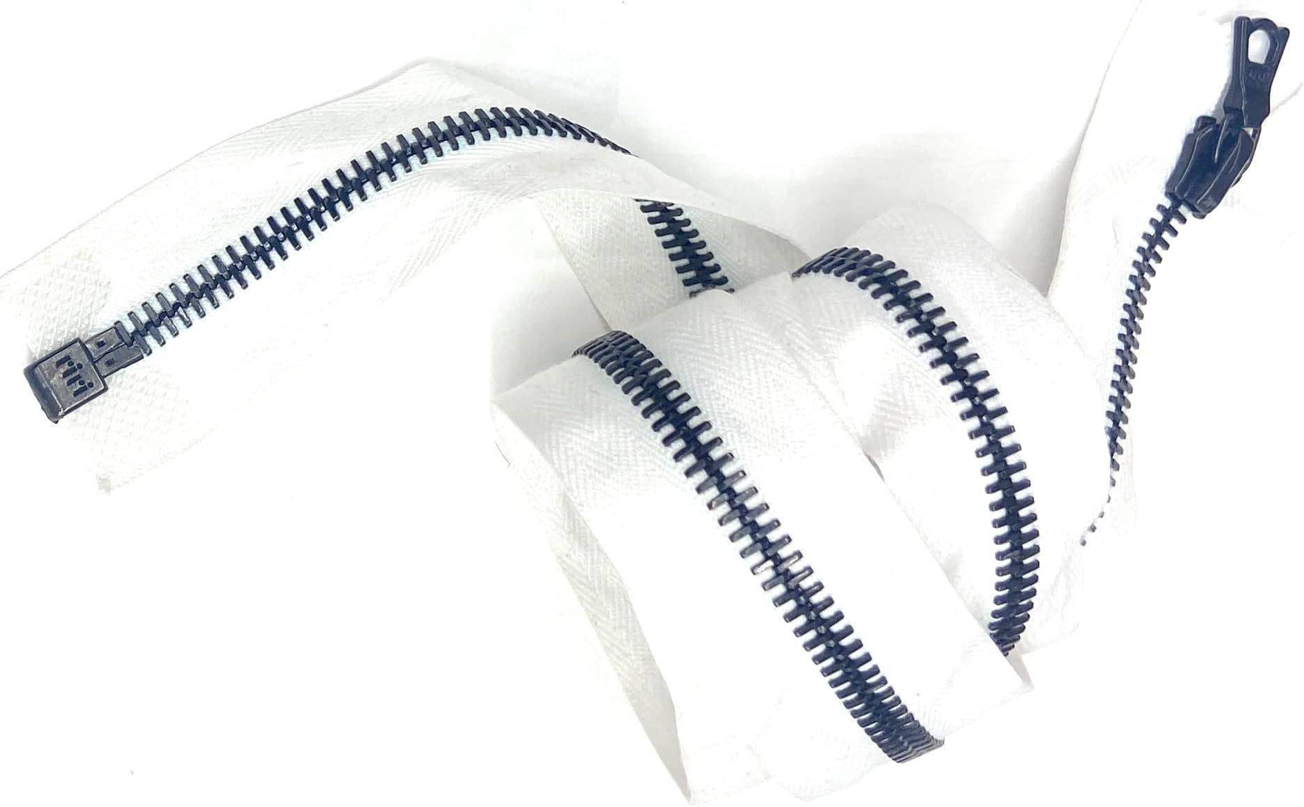 White Riri Zippers Seperating 30" Open Bottom #M6 White/Black Teeth 1 Way (#5)