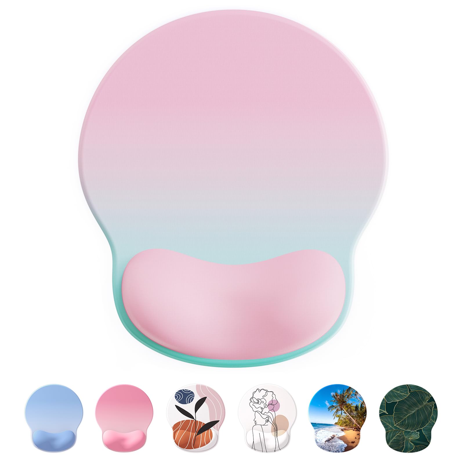 Laborio Ergonomic Mouse Pad Wrist Support, Comfortable Mouse Pad Wrist Rest, Relieve Wrist Pain Gel Mouse pad, Non-Slip Rubber Base Mousepad for Laptop, Computer(Gradient Pink Green)