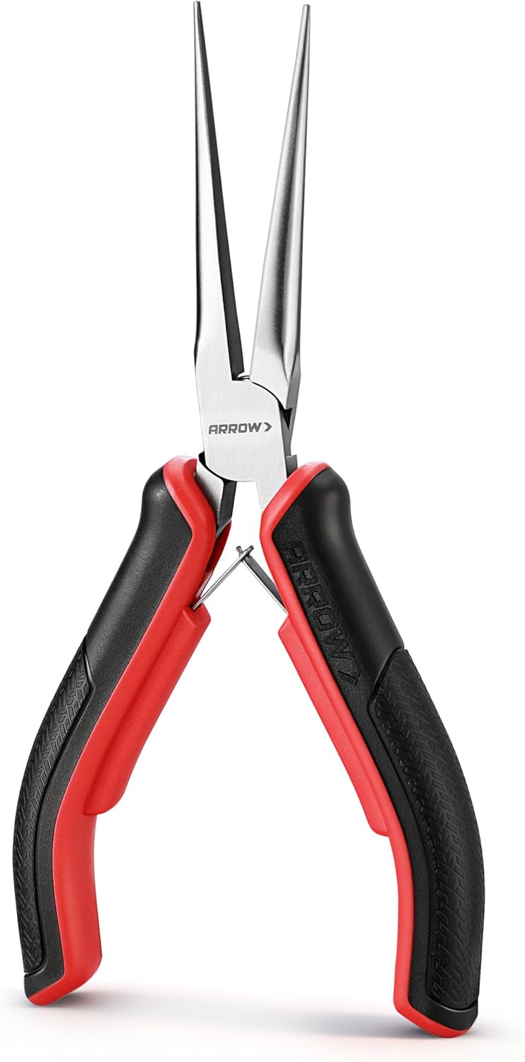 ARROW 6" Needle Nose Pliers, Mini Long Nose Pliers with Smooth Jaws, Small Needle Nose Pliers for Jewelry Making, Wire Bending and Small Object Gripping