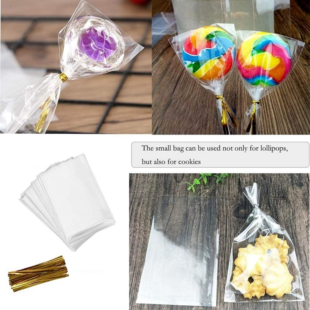 Kit 300 Piezas Para Cake Pops - 100 Palitos, 100 Bolsas De Celofán Y 100 Twist Ties, Ideal Para Postres Y Fiestas