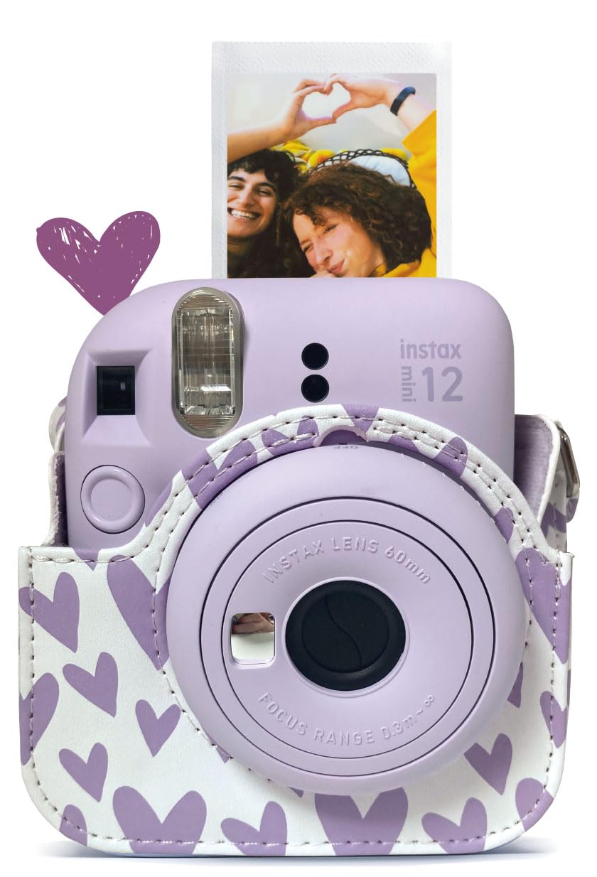 Pack Iconique Love Appareil Photo instantané Fujifilm instax Mini 12 Violet + Pack de Film 10 Vues + Housse de Protection