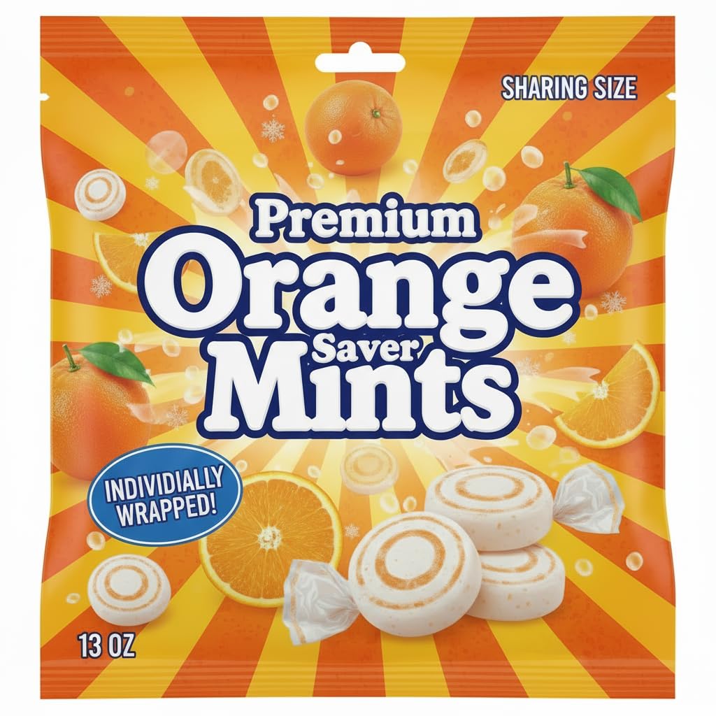 Orange Saver Mints, Premium Large 16 Ounce Bag, Individually Wrapped Hard Candies