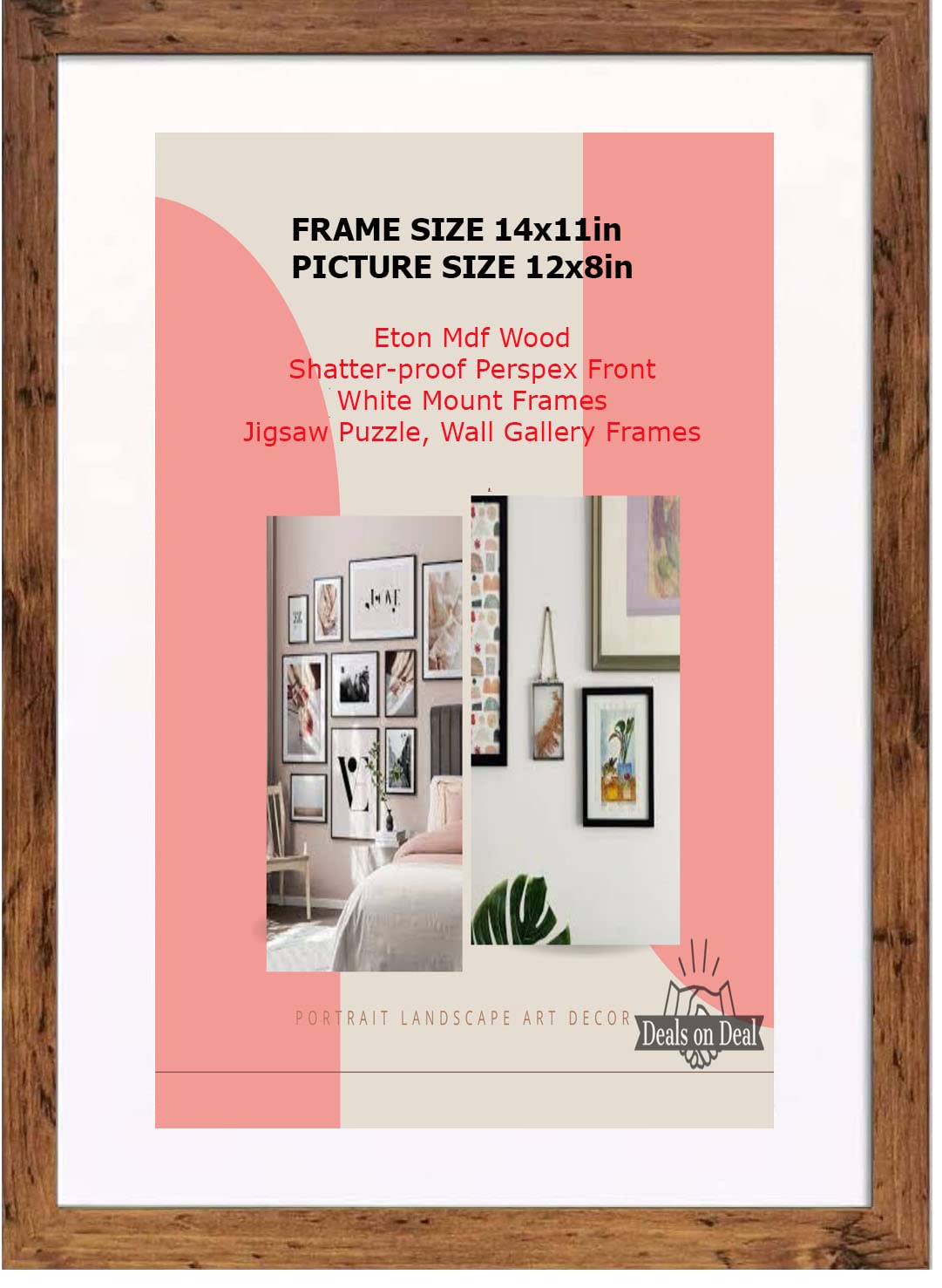 DEALS ON DEAL Poster frames 14x11 with Mount for 12x8 | Clear Acrylic Solid Wooden Picture Frames | Jigsaw Puzzle Wall Décor display Horizontally or Vertically