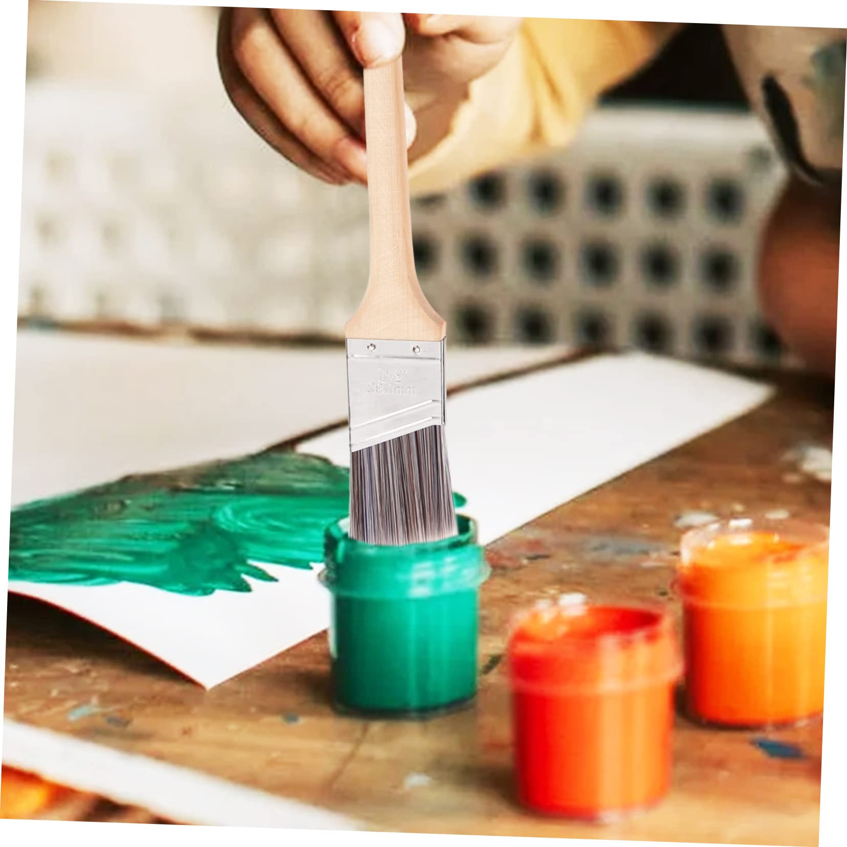 4 Stück Pinselset mit Holzgriff und Chemiefasern Praktisch und Geeignet für Ölgemälde und Aquarellmalerei Malwerkzeug für Kinder und Erwachsene