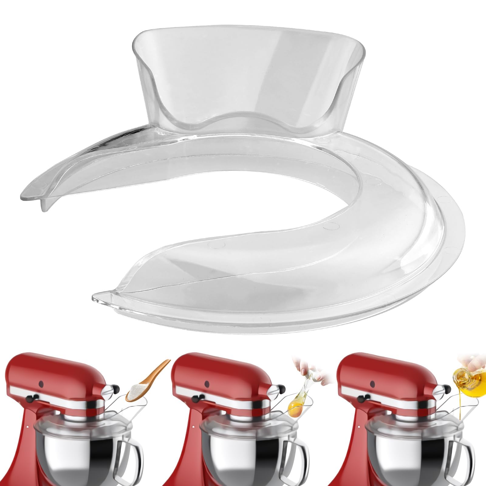 HOMGEN Ochrona przed wylewaniem do KitchenAid miksera stojącego 4,5 i 5 l z uchylną głowicą, przezroczysta ochrona przed pryskaniem, idealna do miski ze stali nierdzewnej Kitchenaid ze szkła i