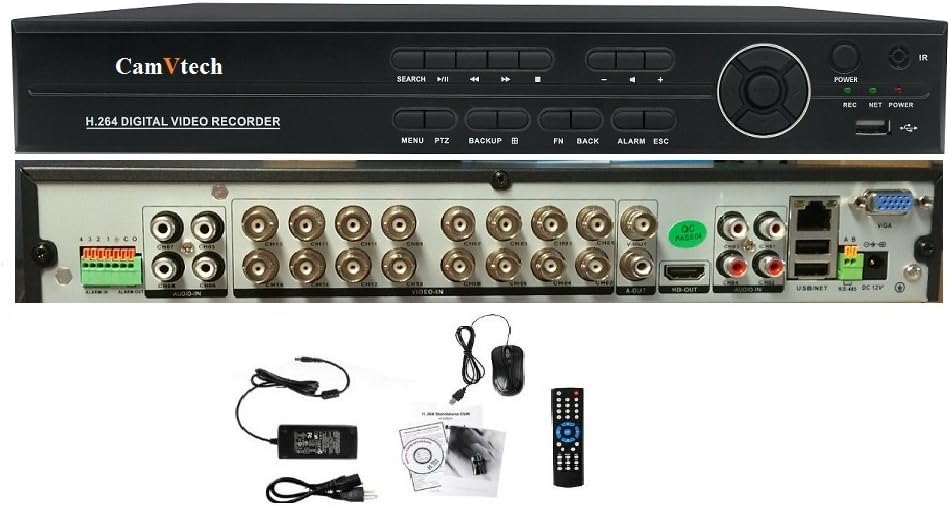 Camvtech Usa 16 Channel 5MP Business Class Hisilicon Chipset Mix Mode Viewing 960Hx720Px960Px1080PxIPC-CVI/TVIx5MP, 2*sata up 12Tb, Ptz, Cloud, P2P, Mobile Phone, Motion Detect