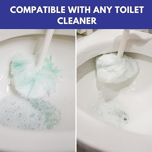 Miniatura 2 de Don Aslett s Johnny Mop - Juego de 3 cepillos de inodoro mango de 14 pulgadas para limpiar fácilmente el inodoro o la ducha hisopo sin arañazos