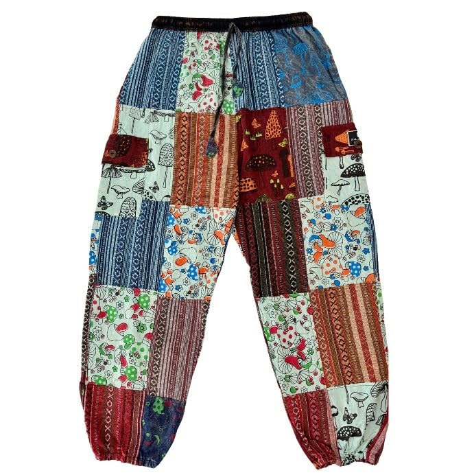 Patchwork Cotton Trouser for Men Women Durable Light Weight Comfy Elastic Trouser Made from Natural Cotton