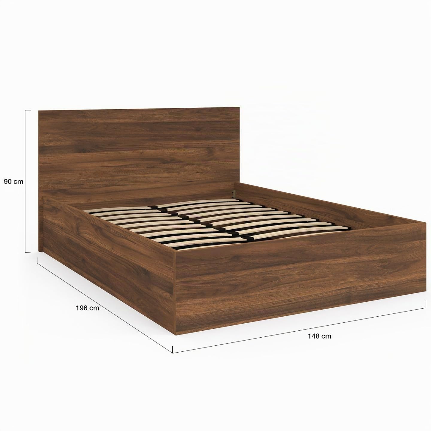 IDMarket - Lit Coffre Double Seaside 140 x 190 cm Effet Noyer