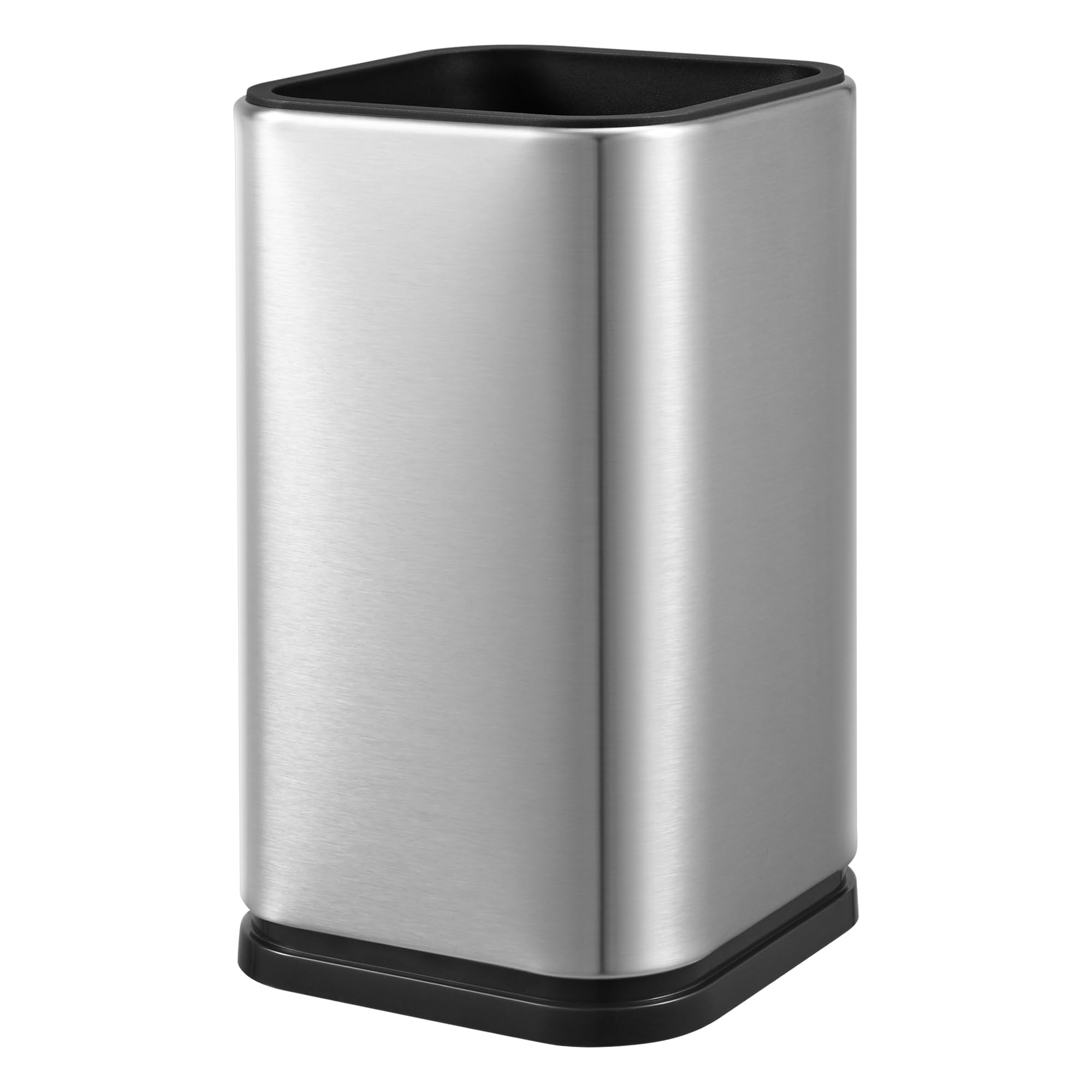 Luvtree Silver Square Stainless Steel Kitchen Utensil Crock, Countertop Holder For Spatulas, Spoons, Tongs & Whisks, Removable Base Organizer, Kitchen Tool Organizer & Cooking Utensil Holder